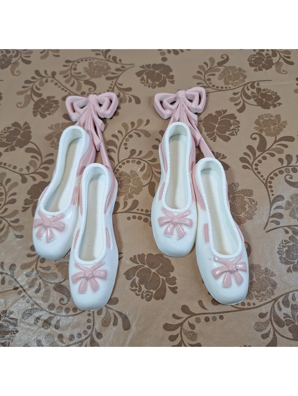 2 Homco Home Interior Ballerina Shoes Ballet Slippers Wall Decor Cottage Whimsy